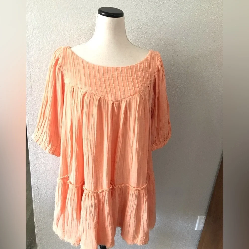 Free people mini puff sleeve dress size small